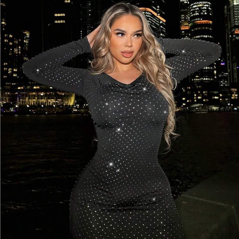 Shein Hoodie studded bodycon dress M